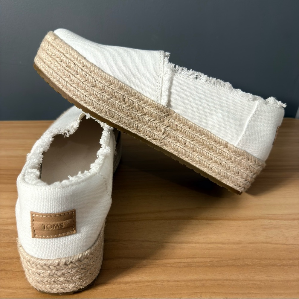 TOMS Valencia Platform Slip-On white sz 8 - Picture 4 of 7